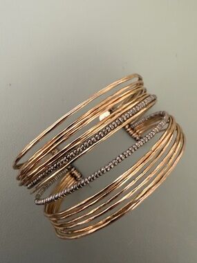 Stella & Dot Two-Tone Gold and Silver Multi-Row Cuff Bracelet
